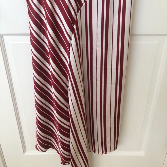 Anthropologie Asymmetrical Red and White Striped Slip Dress size XL - Picture 4 of 10